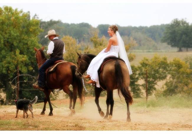 bride riding side saddle