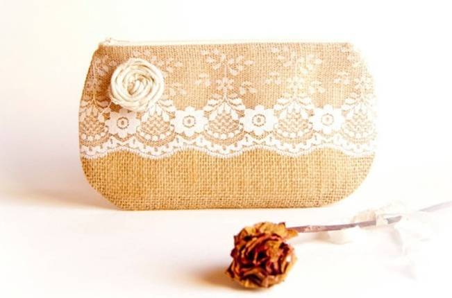 linen and lace clutch