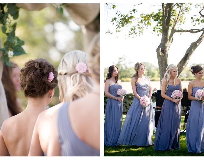 pink hair flowers for bridesmaids