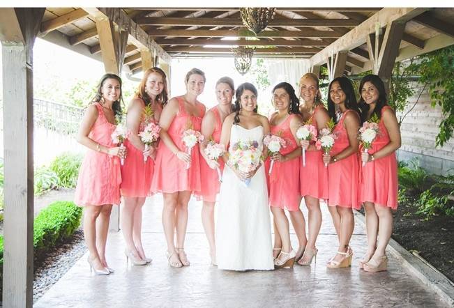 coral pink bridesmaid dresses