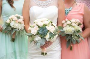 mint and pink bridesmaids