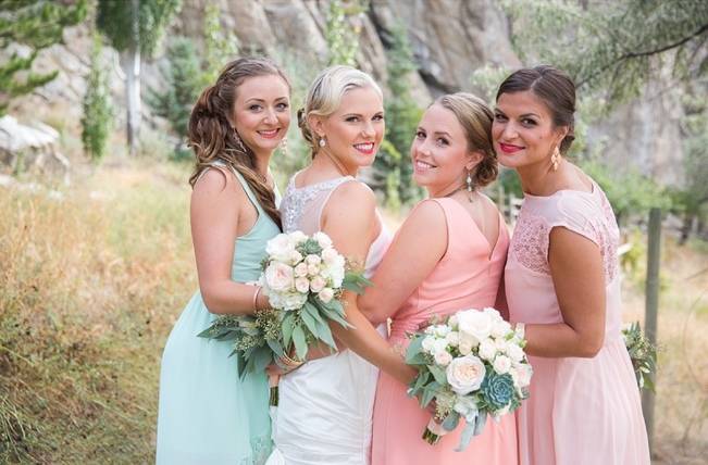pink coral aqua bridesmaid dresses