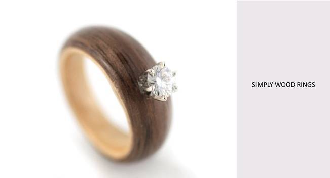 wood engagement ring with diamond