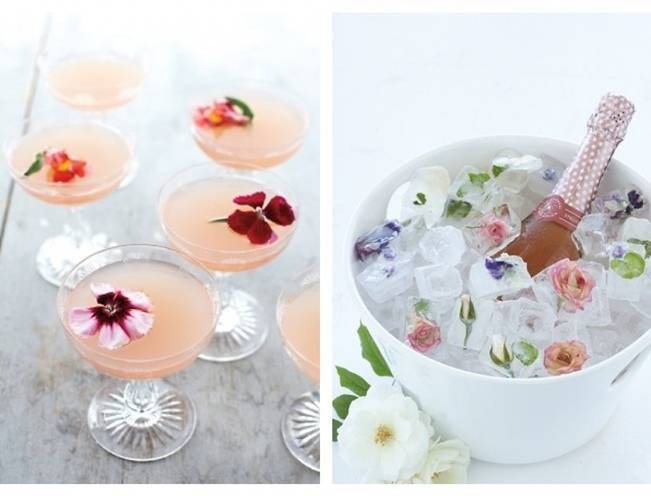 cocktails with real edible flowers