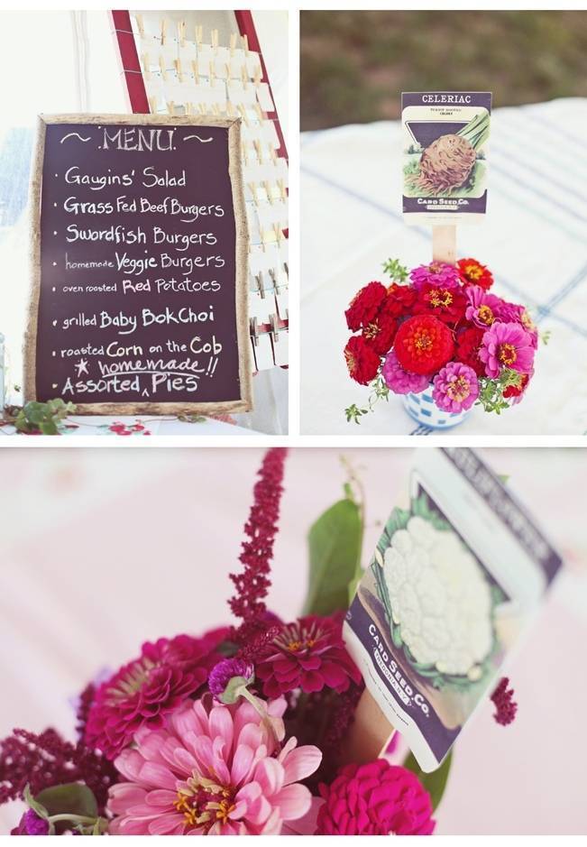 red and pink vintage garden centerpieces