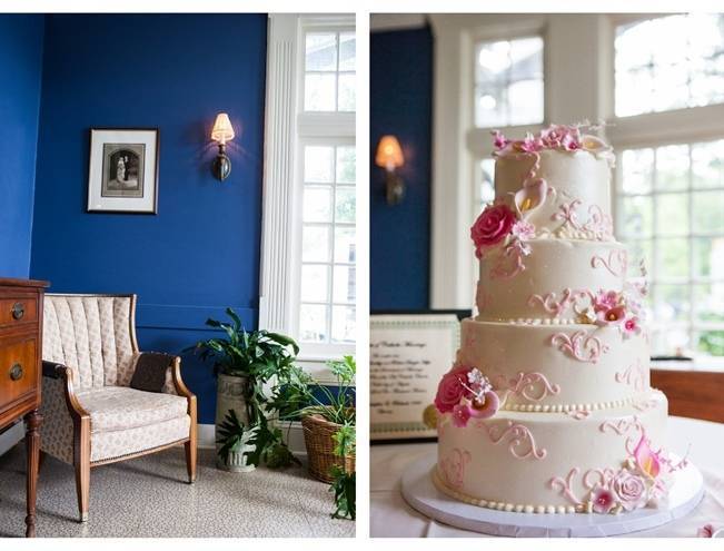 pink and ivory wedding cake