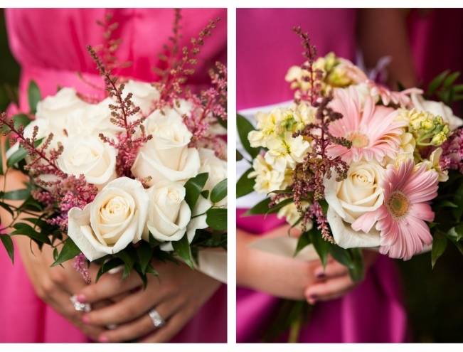 pink bridesmaid bouquets with astilbe