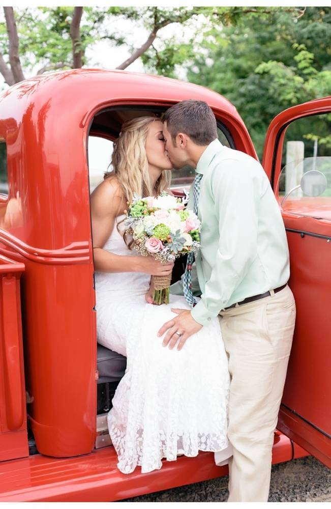 vintage red truck for wedding