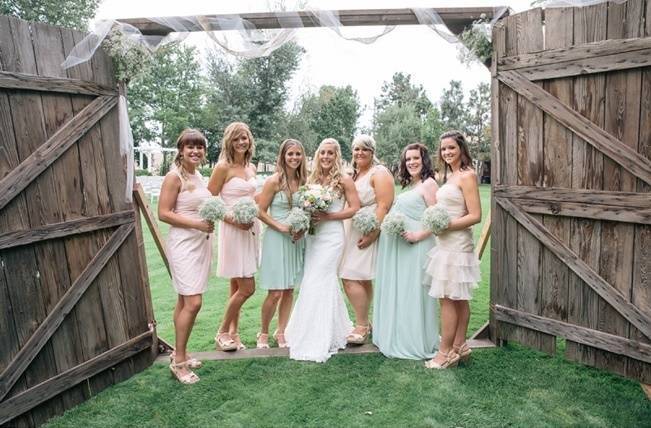 mint green and pink bridesmaids