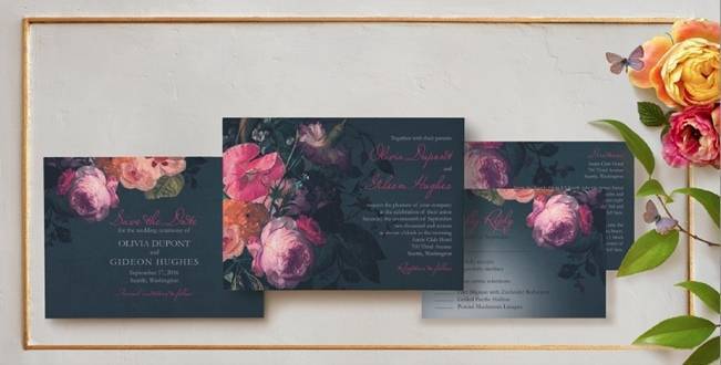 Claire Pettibone Wedding Stationery - Midnight Bouquet