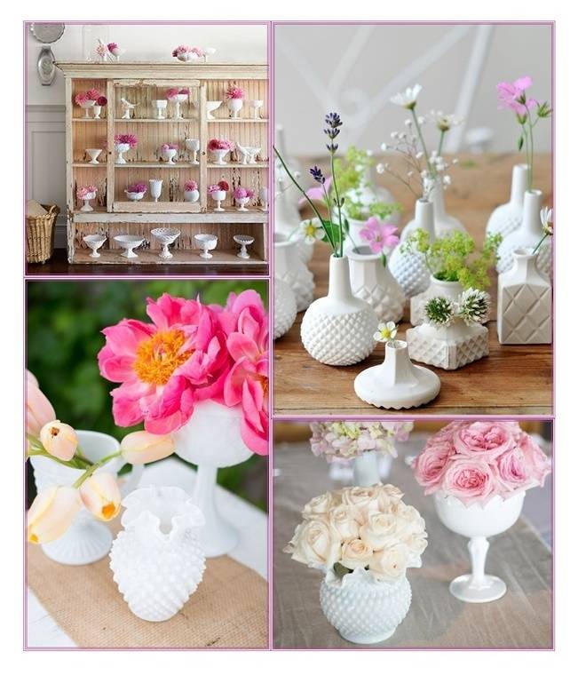 Ideas for Vintage Milk Glass Wedding Centerpieces