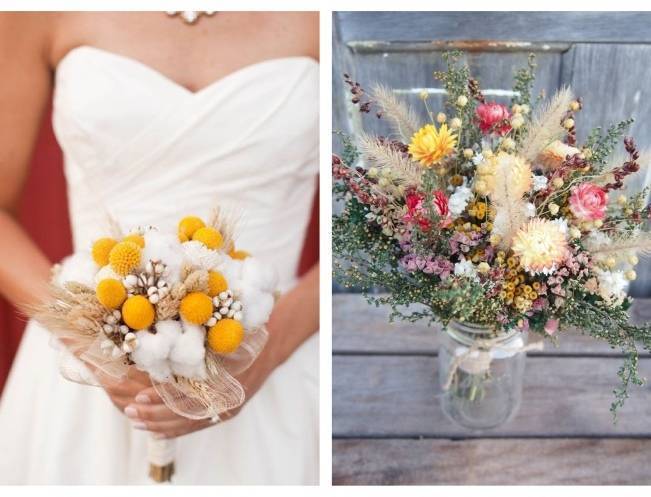 Rustic Dried Flower Wedding Bouquet Inspiration 6