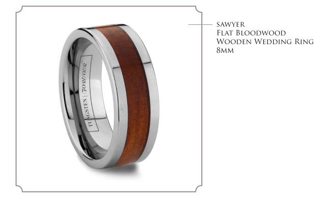 Sawyer - wood inlay tungsten wedding ring