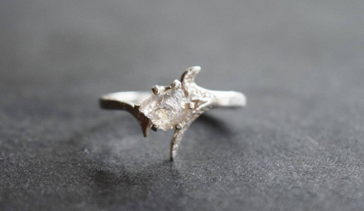 1 - Handmade Raw Diamond Engagement Ring Rough Natural Uncut Gemstone $108 Avello