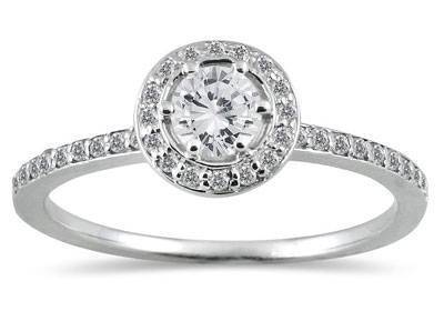 10 - $475 12 Carat Total Halo Diamond Ring in 14K White Gold - applesofgold