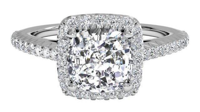 French-Set Halo Diamond Band Engagement Ring - in 14kt White Gold (0.21 CTW)