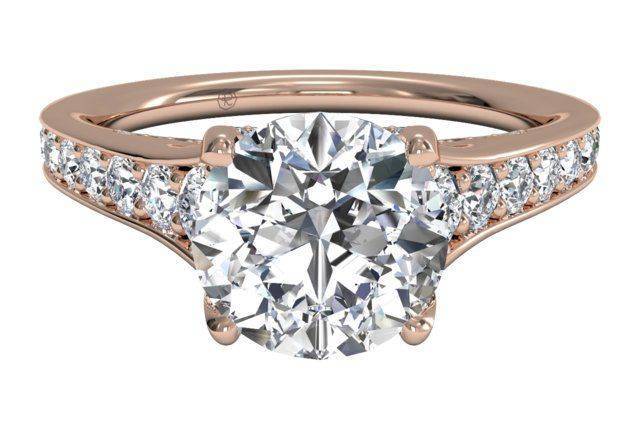 Tapered Pavé Diamond Band Engagement Ring – in Rose Gold (0.48 CTW)
