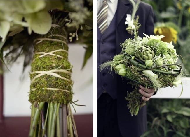 Whimsical Moss Wedding Bouquet Ideas 2
