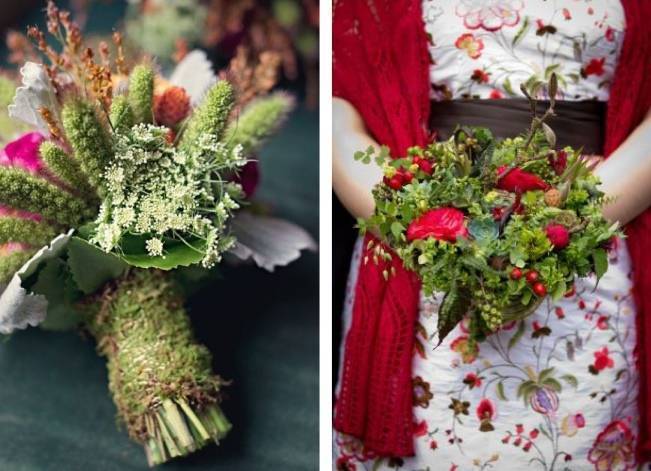 Whimsical Moss Wedding Bouquet Ideas 5