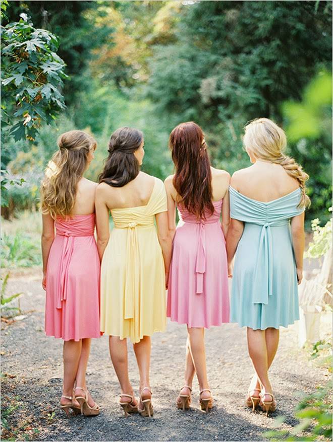 Pink and yellow bridesmaid hot sale dresses