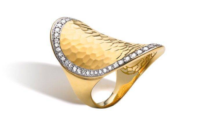 John Hardy Palu Gold Saddle Ring with Diamonds