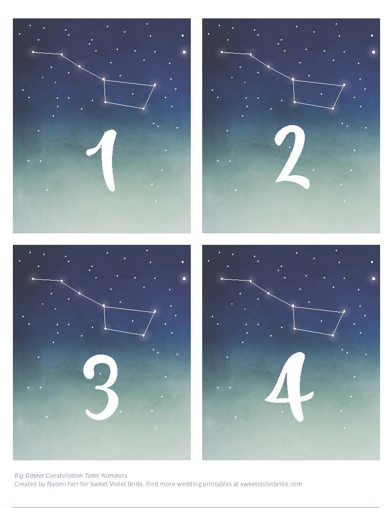 Free Wedding Printable: Constellation Table Numbers 5