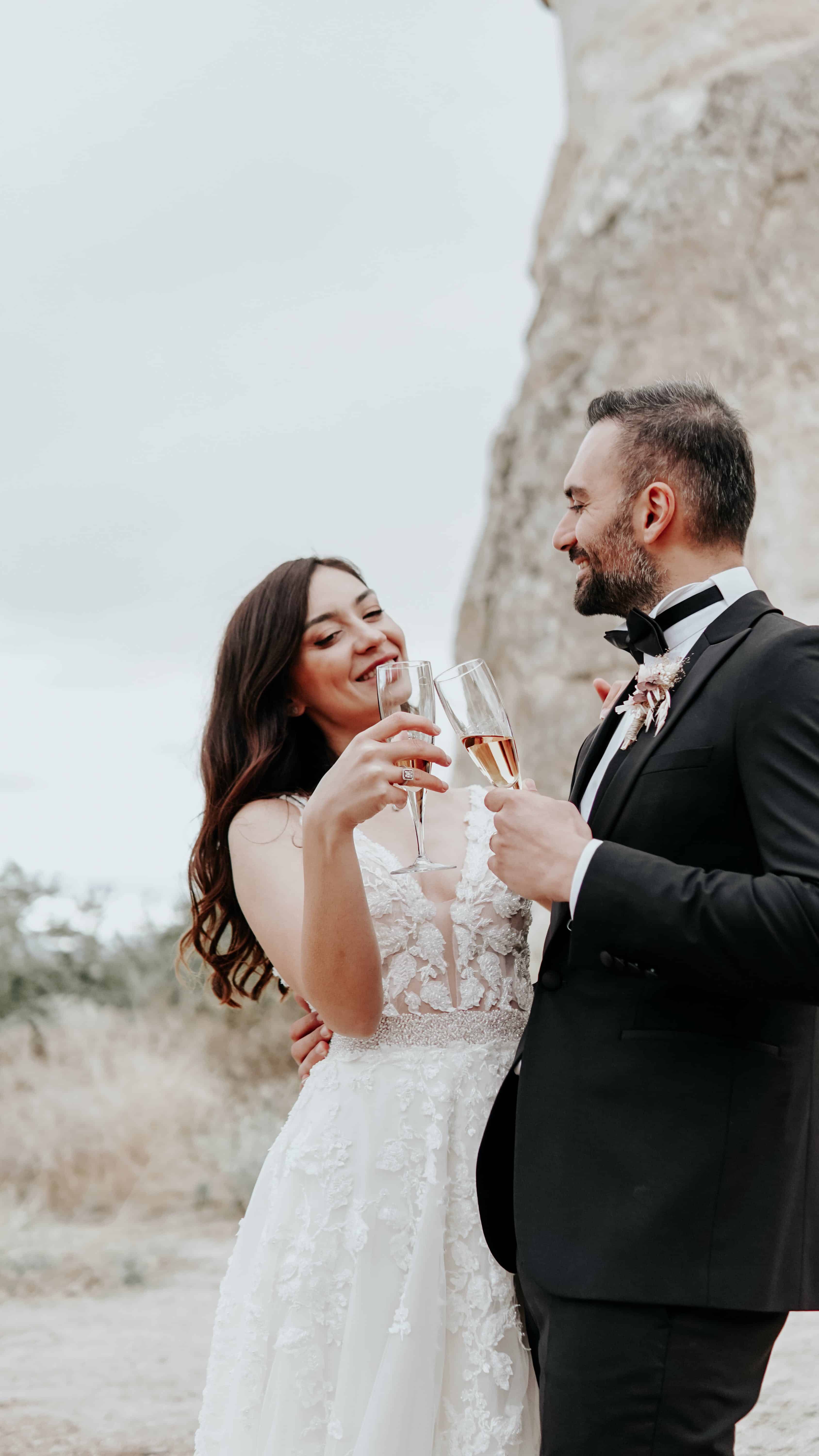 Free A Smiling Couple Toasting Drinks Stock Photo