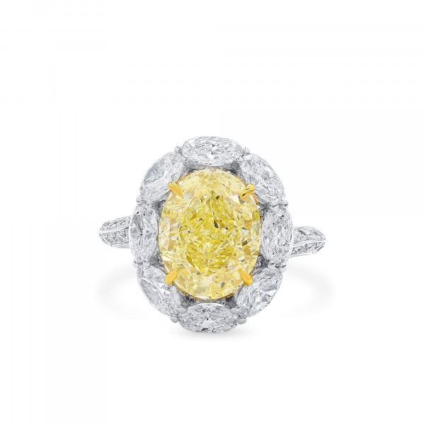 Fancy Yellow Diamond Ring, 4.10 Ct. (6.61 Ct. TW), Oval shape, GIA Certified, 3355307020