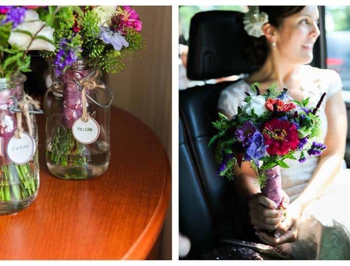 purple and pink wedding bouquet