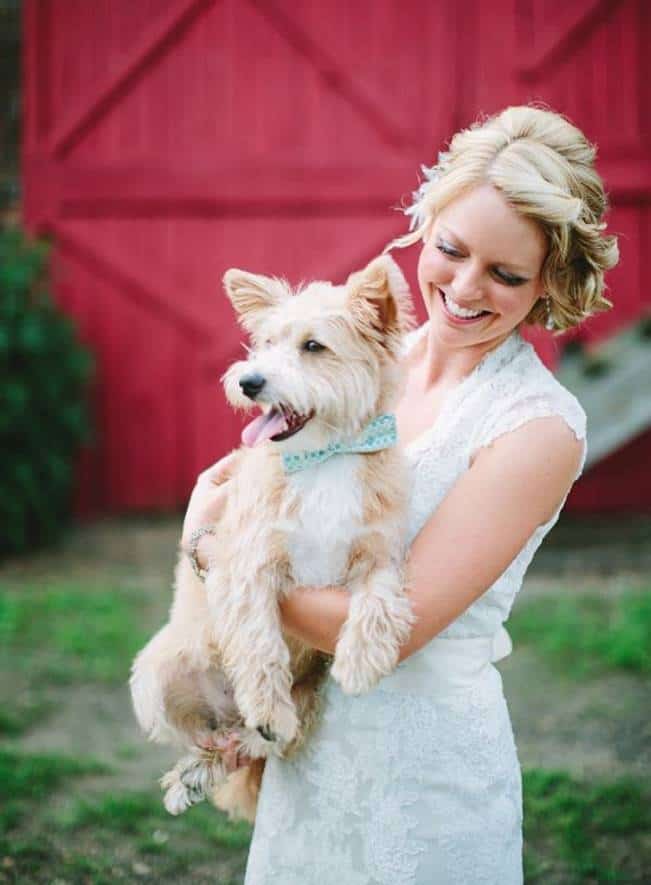 bride with dog